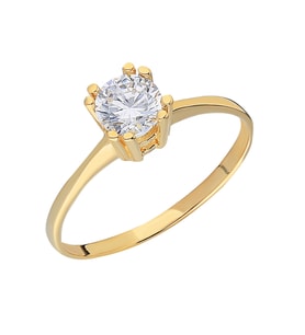 Chavin 0.75 carat Tek Taş Sarı Altın Yüzük br17