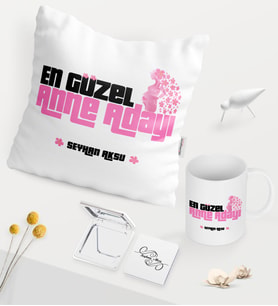 BK Gift Kişiye Özel En Güzel Anne Adayı Beyaz Kupa Ayna Yastık Seti - 1 (Model 1)