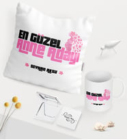BK Gift Kişiye Özel En Güzel Anne Adayı Beyaz Kupa Ayna Yastık Seti - 1 (Model 1)