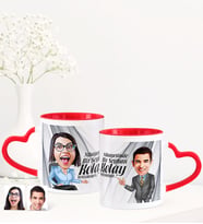 BK Gift Kişiye Özel İkili Nihayetinde Karikatürlü Kalpli Kupa Set