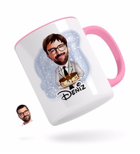 BK Gift Kişiye Özel Erkek Doğum Günü Karikatürlü Pembe Kupa Bardak-4