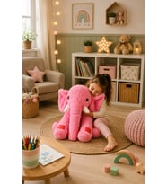 Uyku Arkadaşım Fil Peluş Fil 65 Cm Dev Boy (Pembe)