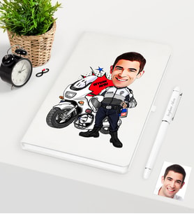 BK Gift Kişiye Özel Bay Yunus Polis Karikatürlü Beyaz Defter Kalem Seti