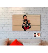 BK Gift Kişiye Özel Baba Oğul Karikatürlü Otantik Ahşap Palet Tablo-4