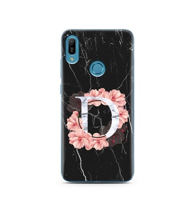 Mermer Çiçekli Harf Tasarım Süper Şeffaf Silikon Telefon Kılıfı Huawei Y6 (Prime