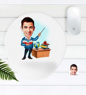 BK Gift Kişiye Özel Bay Öğretmen Karikatürlü Bilek Destekli Mouse Pad-5 (Beyaz)