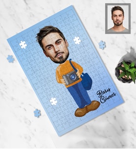 Kişiye Özel Fotoğrafçı Tasarımlı Karikatür A4 99 Parça Puzzle Bay-1