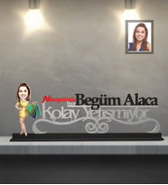Kişiye Özel Bayan Karikatürlü Kolay Yetişmiyor Ahşap Biblo Model-6