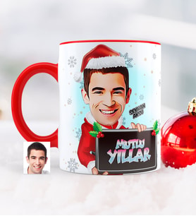 BK Gift Kişiye Özel Yılbaşı Temalı Bay Karikatürlü Kırmızı Kupa Bardak - 2