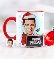 BK Gift Kişiye Özel Yılbaşı Temalı Bay Karikatürlü Kırmızı Kupa Bardak - 2
