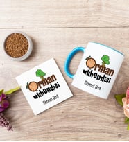 Orman Mühendisi Mavi Kupa Bardak Ve Bardak Altlığı Seti
