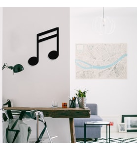 New Jargon - Nota ve Jazz Music Tasarım Metal Tablosu 50x40cm (Siyah)