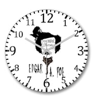 Edgar Allan Poe Duvar Saati Bombeli Gercek Cam