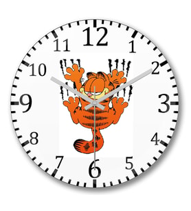 Garfield Duvar Saati Bombeli Gercek Cam