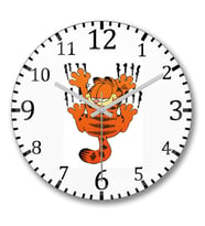 Garfield Duvar Saati Bombeli Gercek Cam