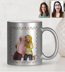 BK Gift Kişiye Özel Türbanlı Karikatürlü Gümüş Yaldız Kupa Bardak 38761