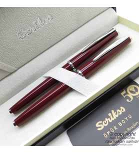 Scrikss 33 Bordo Dolma Kalem + Roller Kalem Set  Scrikss Vintage  İsme Özel Kalem  Hediye Kalem