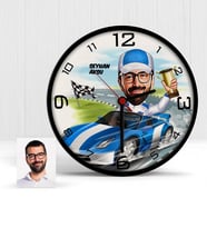 BK Gift Kişiye Özel Rallici Karikatür Ahşap Duvar Saati  1