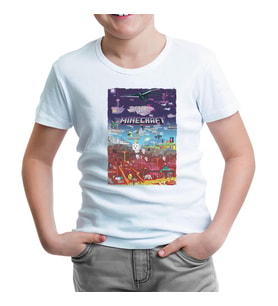 Minecraft - World Beyaz Çocuk Tshirt