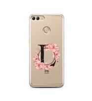 Pembe Çiçekli Harf Tasarım Süper Şeffaf Silikon Telefon Kılıfı Huawei Y9 2018 L-