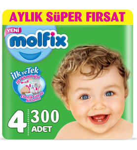 Molfix Bebek Bezi Beden:4 (7-14Kg) Maxi 300 Adet Mega Fırsat Pk