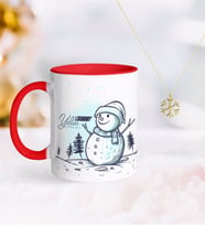 BK Gift Kişiye Özel Yılbaşı Mutlu Yıllar Kırmızı Kupa ve Kar Tanesi Kolye-18 (Model 1)
