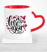 BK Gift Kişiye Özel Seni Seviyorum Kırmızı Kalpli Kupa Bardak  4