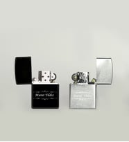 Kişiye Özel İsimli Benzinli Siyah ve Gümüş Metal Çakmak 2'li Set