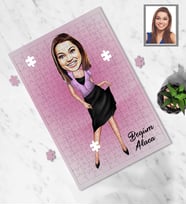 Kişiye Özel Bayan Karikatürlü A4 99 Parça Puzzle Model-9