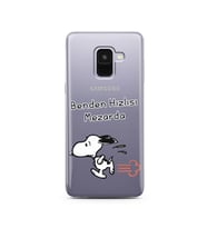 Snoopy Tasarımlı Süper Şeffaf Silikon Telefon Kılıfı Samsung A8 (2018)  