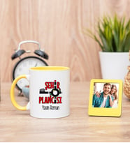 Şehir Plancısı Sarı Kupa Bardak ve Sarı Mini Fotoğraf Çerçevesi