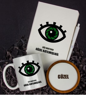 Kişiye Özel Göz Doktoru Tasarım Defter Kalem Kupa Ve Bardak Altlığı Hediye Seti 81422
