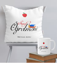 BK Gift Kişiye Özel Sınıf Öğretmeni Temalı Yastık Kupa Seti - 6