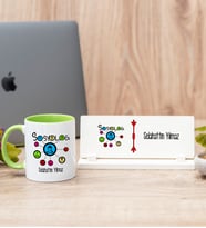 Sosyolog Yeşil Kupa Bardak Ve Masa İsimliği Hediye Seti