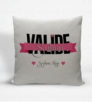 BK Gift Kişiye Özel Valide Sultan Dekoratif Keten Yastık - 1 (Bej)