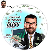 BK Gift Kişiye Özel Bay Bankacı Karikatür Baskılı Yaş Pasta İçin Yenilebilir Şekerli Kağıt  1(Sadece Kağıt)