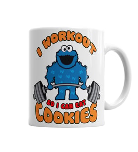Cookie Monster Workout Kurabiye Canavarı Kupa Bardak Porselen