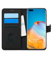 Microsonic Huawei P40 Pro Kılıf Fabric Book Wallet Siyah