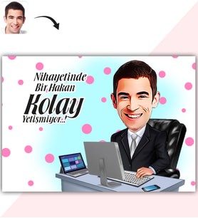 BK Gift Kişiye Özel Bay Genel Müdür Karikatür Baskılı Yaş Pasta İçin Yenilebilir Şekerli Kağıt  1(Sadece Kağıt)