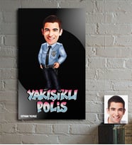 BK Gift Kişiye Özel Yakışıklı Polis Karikatür Ahşap Tablo - 1