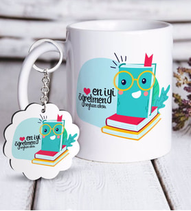 BK Gift Kişiye Özel En İyi Öğretmen Beyaz Kupa ve Anahtarlık Hediye Seti-9 (Model 1)