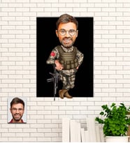 Kişiye Özel Asker   Karikatür Ahşap Tablo