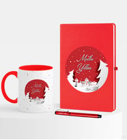 BK Gift Kişiye Özel Yılbaşı Mutlu Yıllar Temalı Kırmızı Defter Kalem Kupa Seti - 1