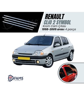 Renault Clio 2 HB Krom Cam Çıtası 4 prç. 1998-2005 P. Çelik