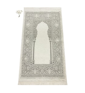 Mihraplı Şönil Lüks Seccade Krem (Çok Renkli)