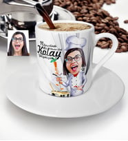 BK Gift Kişiye Özel Bayan Chef Karikatür Türk Kahvesi Fincanı  1