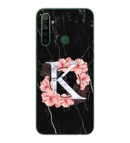 Mermer Çiçekli Harf Tasarım Süper Şeffaf Silikon Telefon Kılıfı Oppo Realmi 5i K