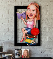 BK Gift Kişiye Özel Bayan Öğrenci Karikatürlü 3D Ahşap Tablo-1