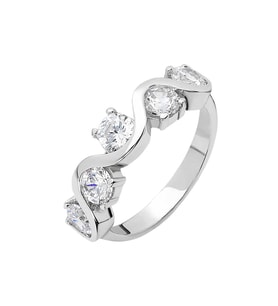 Starlight Diamond Pırlanta Montür Asimetrik 925 Ayar Gümüş Bayan Beştaş Yüzük (Çok Renkli)
