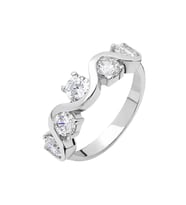Starlight Diamond Pırlanta Montür Asimetrik 925 Ayar Gümüş Bayan Beştaş Yüzük (Çok Renkli)